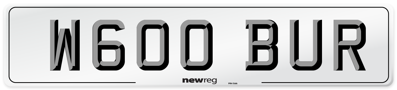 W600 BUR Number Plate from New Reg